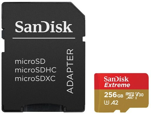 SanDisk 256GB Extreme UHS-I microSDXC and Adapter Micro Memory Card With SD Adapter, 256GB