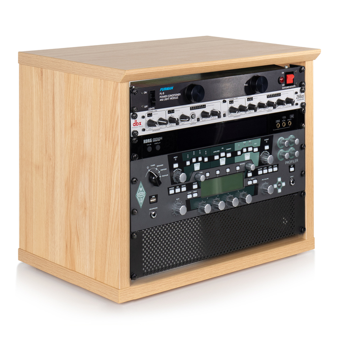 Gator GFW-ELITERK-8U-MPL Elite Furniture Series 8U Desktop Studio Rack In Natural Maple Matte Finish