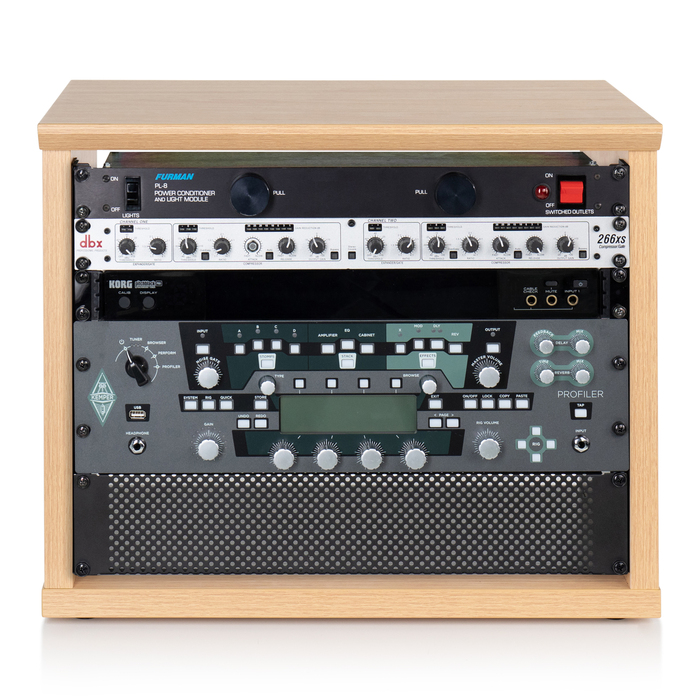 Gator GFW-ELITERK-8U-MPL Elite Furniture Series 8U Desktop Studio Rack In Natural Maple Matte Finish