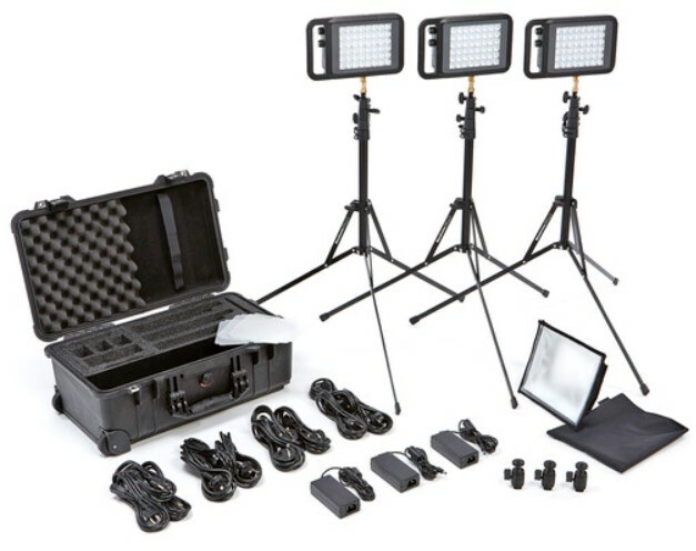 Litepanels Lykos+ Bi-Color LED Flight Kit 3 Lykos+ Lights And Accessories In A Pelican 1510 Hard Travel Case