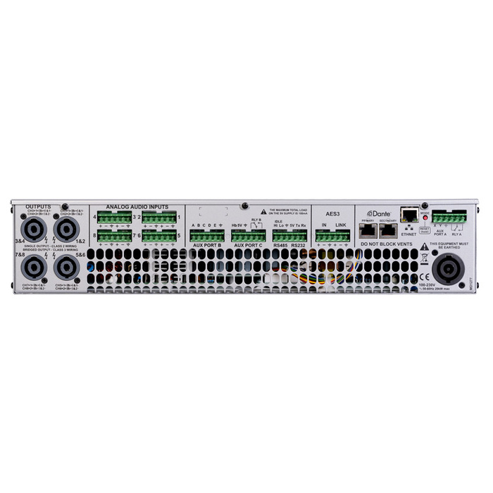 Linea Research 88C06-DANTE Dante 8-Channel Installation Amplifier, 6,000W RMS