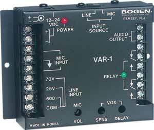 Bogen VAR1 [Restock Item] Voice-Activated Relay For 70V Paging Systems