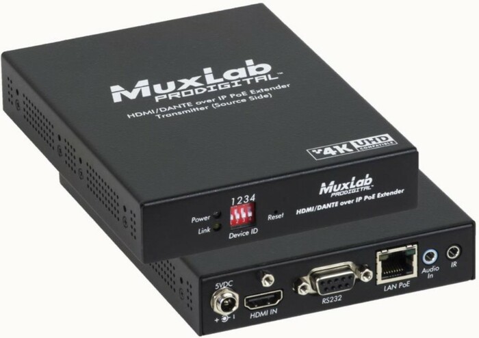 MuxLab 500759-TX-Dante HDMI/Dante Over IP PoE Transmitter UHD-4K