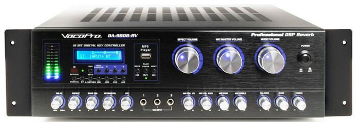 VocoPro DA-9808-RV Professional 600W Karaoke Amplifier With 24-bit DSP Mic Effect