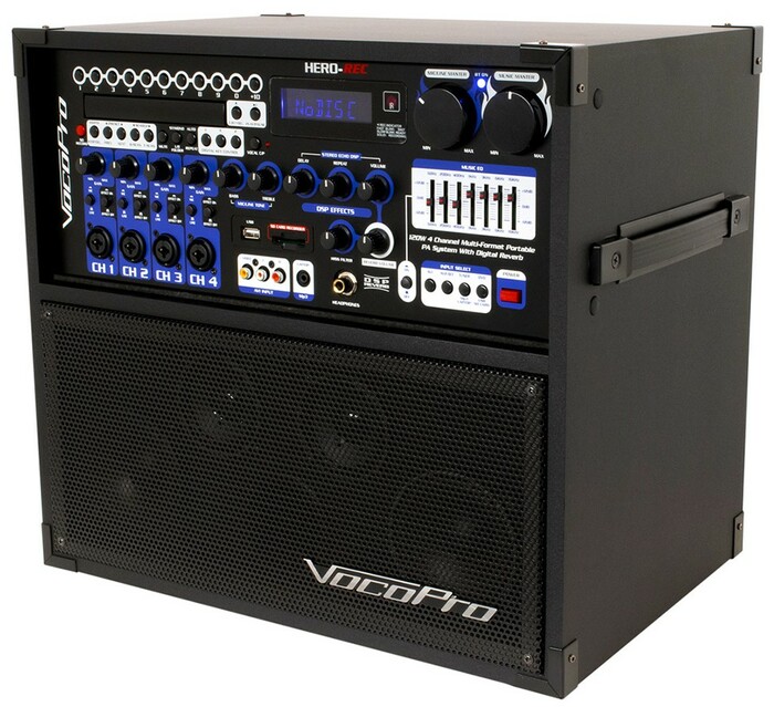 VocoPro HERO-REC-BT-3 Portable Multi-Format 4-Channel PA With Bluetooth