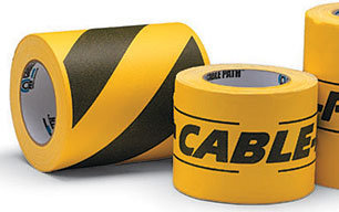 Rose Brand Cable Path Tape 30yd Roll Of 4" Wide Black And Yellow Tape