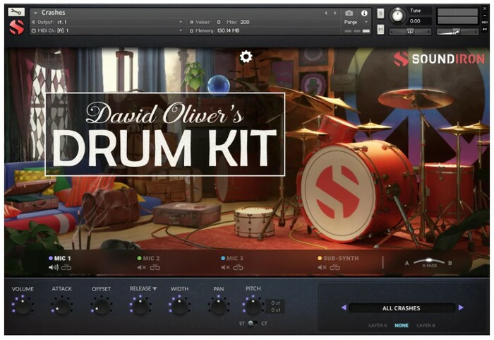 Soundiron David Oliver's Drum Kit Deeply Sampled Drumset Library For Kontakt Player [Virtual]