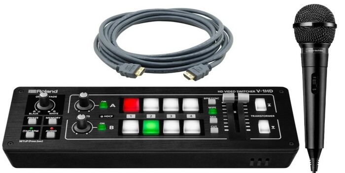 Roland Professional A/V V-1HD AV Mixer With ATR1100X Microphone And Free HDMI Cable