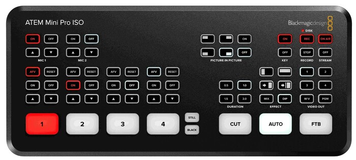 Blackmagic Design ATEM Mini Pro ISO Live Stream Switcher With ATR1100X Microphone And 6' SDI Cable