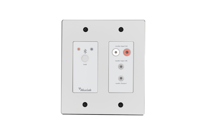 MuxLab 500555-WH Bluetooth And Analog Audio To Dante Wall Plate, White