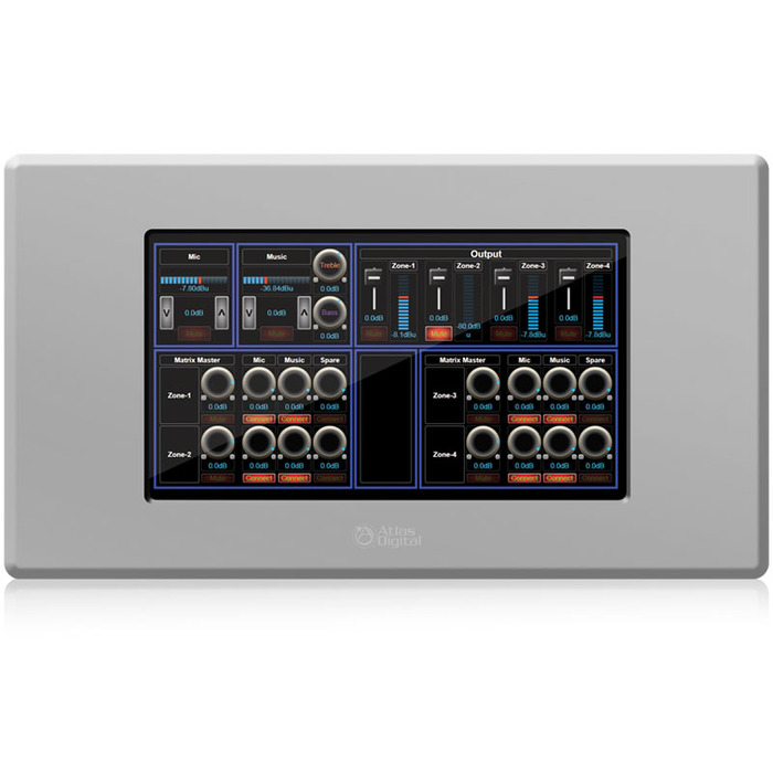 Atlas IED BBWP-TOUCH7W BlueBridge 7" Touch Panel Wall Controller, White