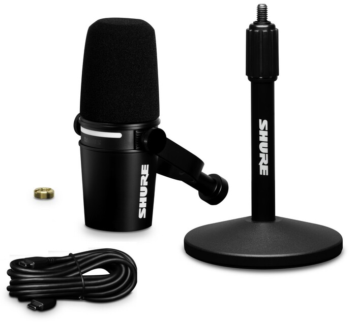 Shure MV7+-K-BNDL Dynamic Podcast Microphone With Stand, Black