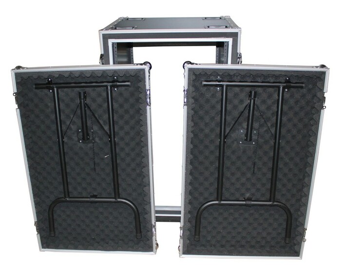 ProX T-18RSP24DST 18U Vertical Shockproof Amp Rack Case W-Side Tables And 4 Casters