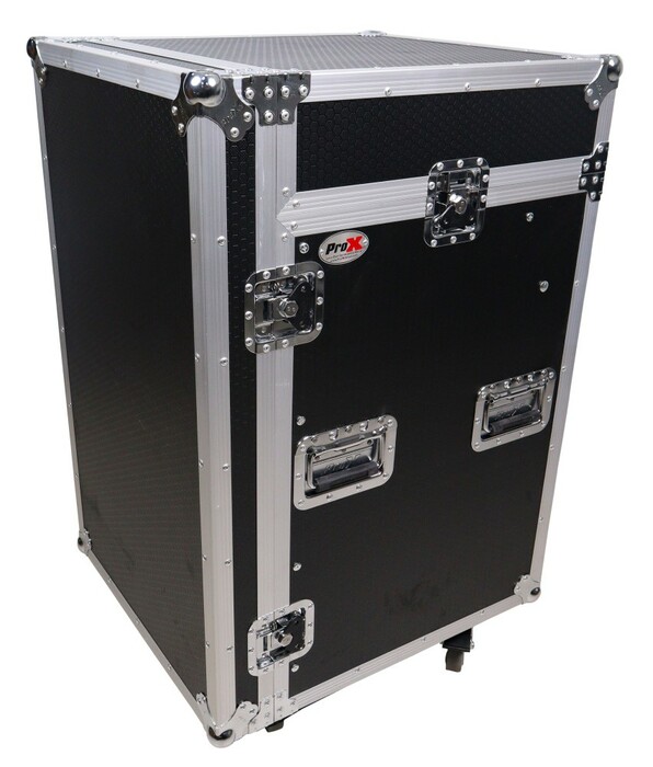 ProX T-16MRSS 16U Vertical Rack Mount Flight Case With 10U Top For Mixer Combo Amp Rack With Caster Wheels