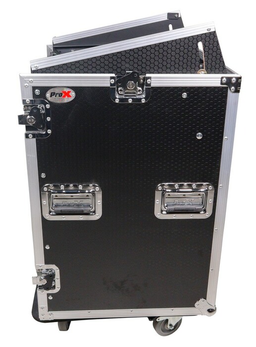 ProX T-16MRSS 16U Vertical Rack Mount Flight Case With 10U Top For Mixer Combo Amp Rack With Caster Wheels