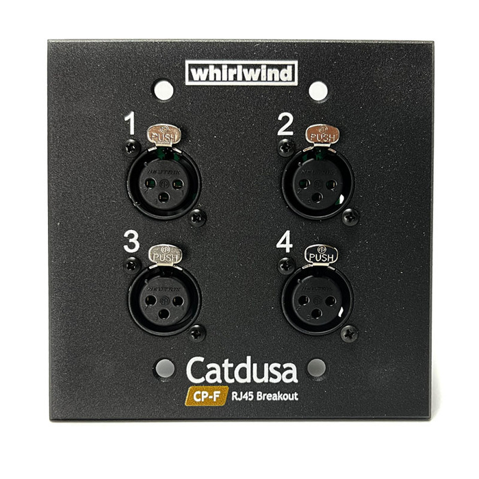 Whirlwind CP-F Catdusa - Wall Plate, 4 Ch, XLRF To RJ45, 2G, Black