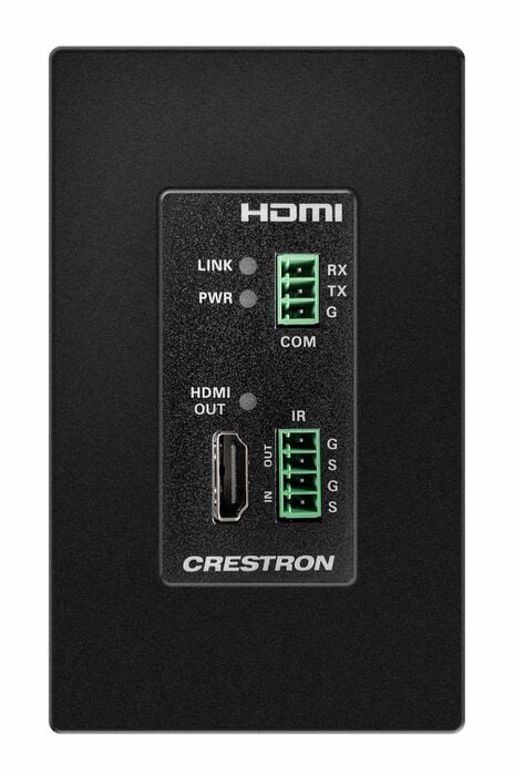 Crestron HD-RXC-4KZ-101-1G-B DM Lite 4K60 4:4:4 Receiver For HDMI, RS-232, And IR Signal Extension Over CATx Cable, Wall Plate, Black