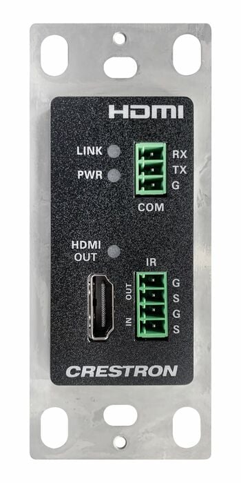 Crestron HD-RXC-4KZ-101-1G-B DM Lite 4K60 4:4:4 Receiver For HDMI, RS-232, And IR Signal Extension Over CATx Cable, Wall Plate, Black