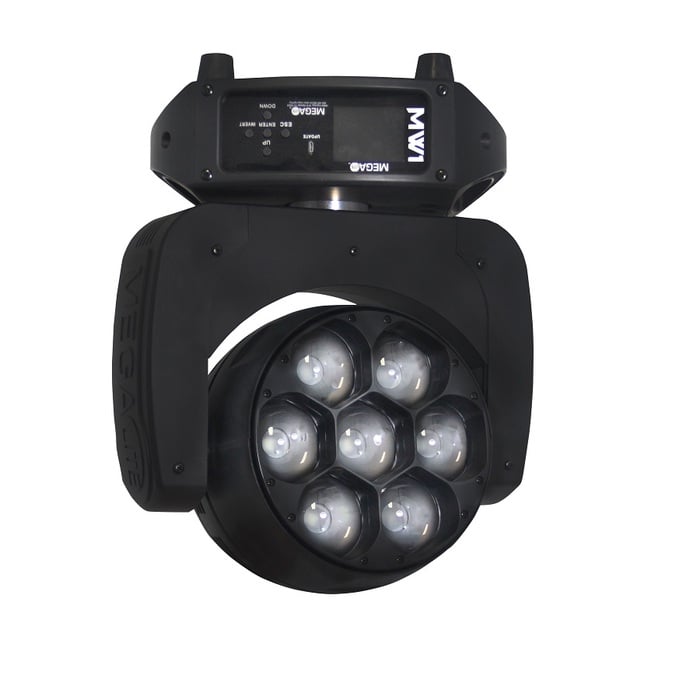 MEGA-LITE MW1 7 X 40W LED, RGBW, 9-44 DEGREE ZOOM, PIXEL CONTROLLED, RDM, 3 AND 5 PIN XLR