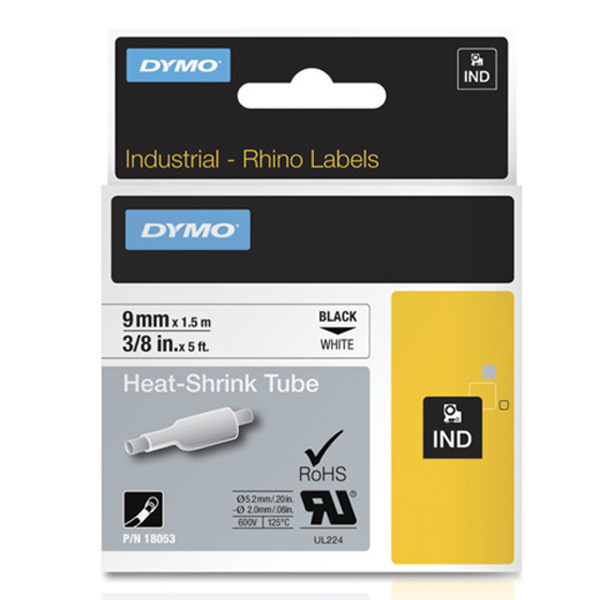Dymo 18053 3/8" Industrial White Heat Shrink Tape For Rhino Label Printers