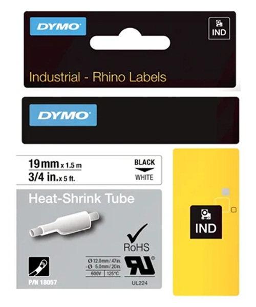 Dymo 18057 3/4" Industrial White Heat Shrink Tape For Rhino Label Printers