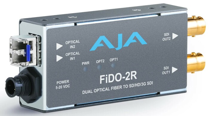 AJA FiDO-2R 2-Channel Single Mode Optical Fiber To 3G-SDI Receiver