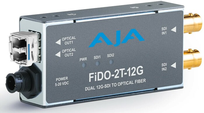 AJA FiDO-2T-12G 2-Channel 12G-SDI To Single-Mode LC Fiber Transmitter