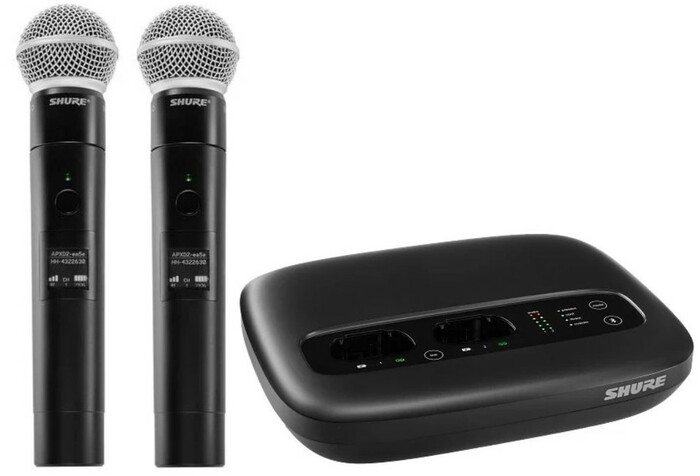 Shure MXW neXt 2 Wireless Handheld Presenter System 2-Channel Base Unit And 2x SM58 Handheld Microphone Transmitters