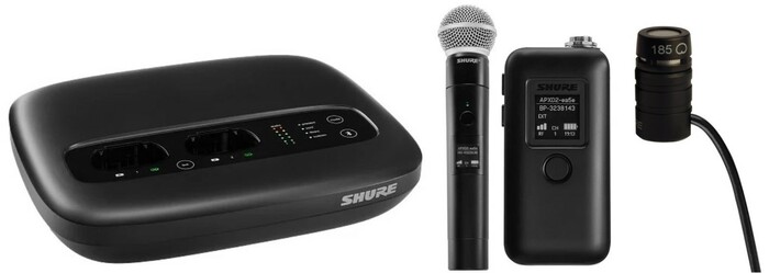 Shure MXW neXt 2 Wireless Combo Presenter System 2-Channel Base Unit, 1x Bodypack, 1x Lavalier And 1x SM58 Handheld Transmitter