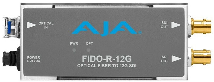 AJA FiDO-R-12G-ST 1-Channel Single Mode ST Fiber To 12G-SDI Receiver