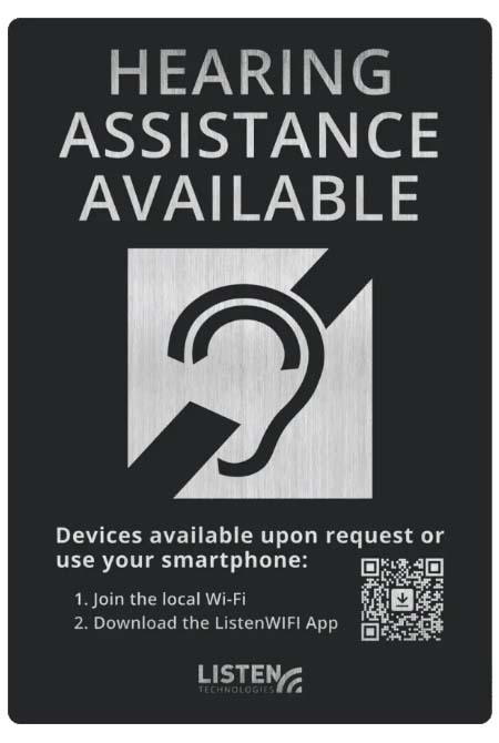 Listen Technologies LW-307 ListenWIFI Hearing Assistance Signage