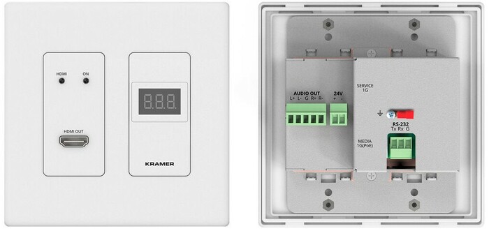 Kramer WP-DEC7/US-D(W) AV-over-IP Wall Plate Decoder For 4K60 4:2:0 & HDR10 Over 1G Network, White