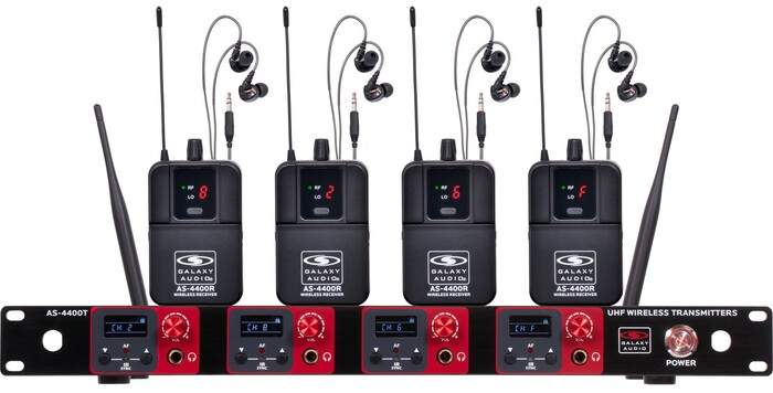 Galaxy Audio AS-4400M4 Quad UHF Wireless In-Ear Monitor Band System, 534-552MHz