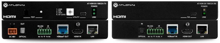 Atlona Technologies AT-HDR-EX-100CEA-KIT 4K HDR Transmitter And Receiver Set With IR, RS-232, Ethernet, And PoE