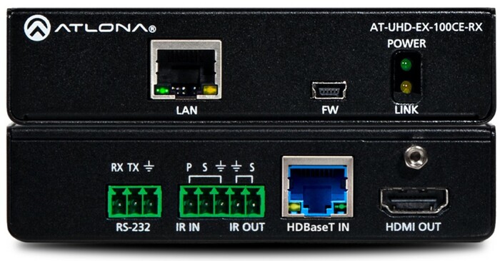 Atlona Technologies AT-UHD-EX-100CE-RX 4K/UHD HDMI Over HDBaseT Receiver For Up To 328' With Ethernet