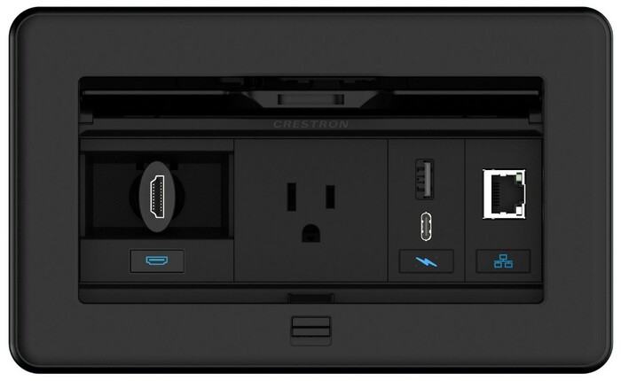 Crestron FT2-202-ELEC-PTL-B FlipTop FT2 Series Cable Management System, 202 Size, Electrical, Pass-Through Lid, Black