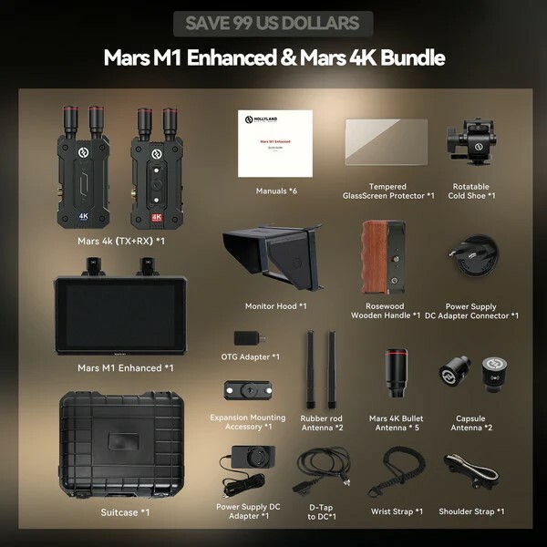 Hollyland MARS M1 Video Kit Mars M1 Enhanched Monitor & Mars 4K TX/RX Bundle 5"