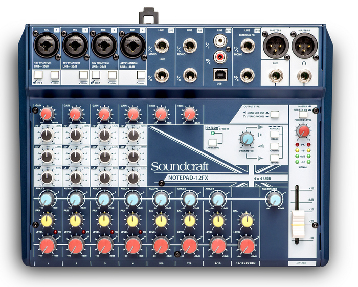 Soundcraft Notepad-12FX [Restock Item] 12-Channel Compact Analog Mixer With USB And Lexicon