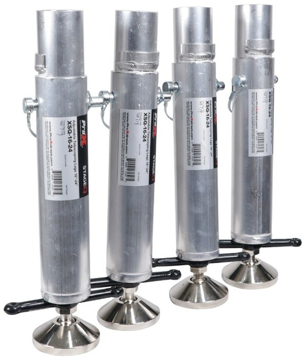 ProX XSQ-1624MK2 Set Of 4 Telescoping Stage Legs With Ball Joint Adjusts, 16-24", Compatible With ProX StageQ Platforms