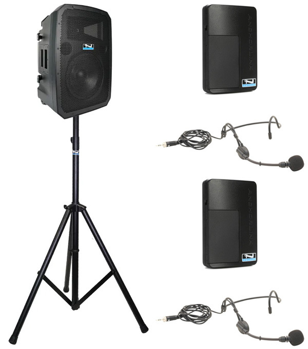 Anchor LIBERTY3-HUB-2-S Battery Powered PA Speaker With 2 Mics And 1 Stand