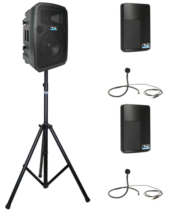 Anchor LIBERTY3-HUB-2-S Battery Powered PA Speaker With 2 Mics And 1 Stand