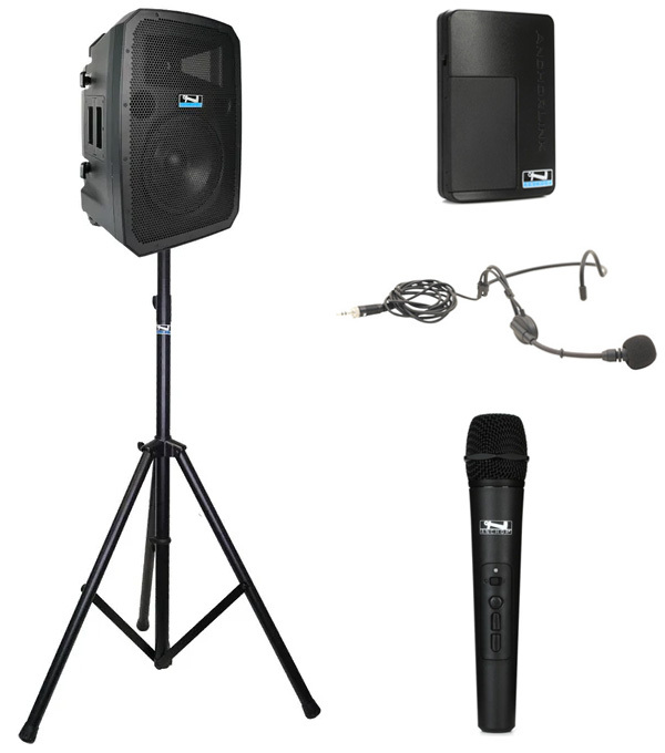 Anchor LIBERTY3-HUB-2-S Battery Powered PA Speaker With 2 Mics And 1 Stand