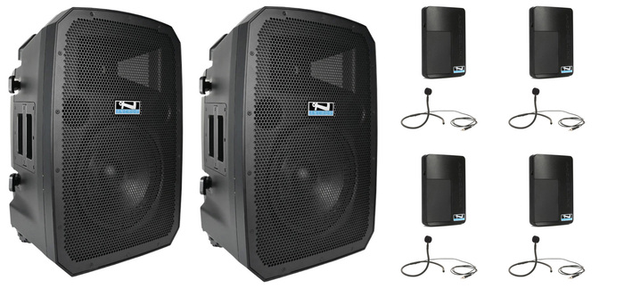 Anchor LIBERTY3-HUBCON-4 2 PA Speakers With Liberty 3 Connect And 4 Mics