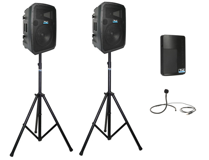 Anchor LIBERTY3-HUBCON-1-S 2 PA Speakers With Liberty 3 Connect And 1 Mics, 2 Stands