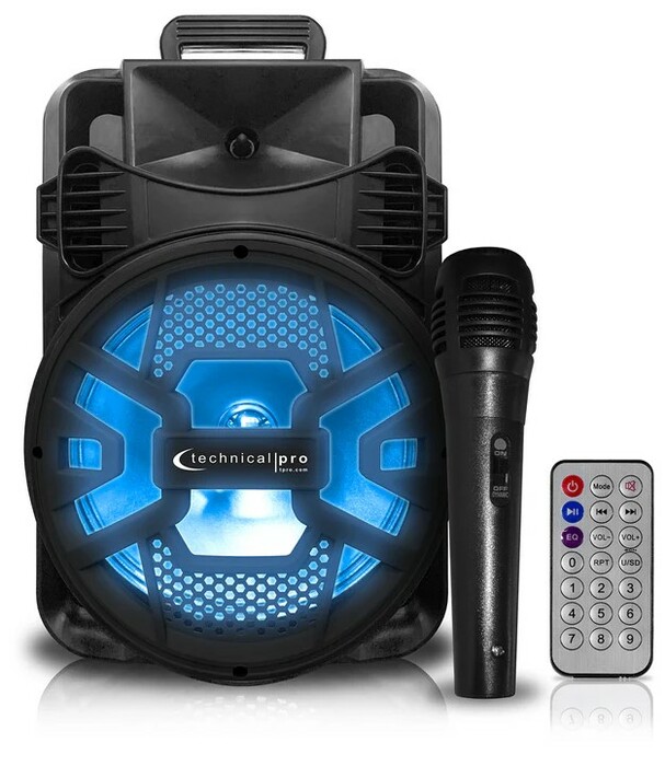 Technical Pro SPARK12B Rechargeable 12" Bluetooth LED Speaker With USB/TF Card Inputs