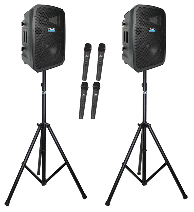 Anchor Liberty 3 Dual Hub 4 Mic 2 Stand Kit 2 Battery Powered PA Speakers With 4 Mics And 2 Stands