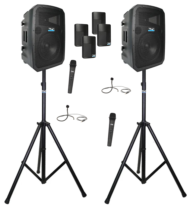 Anchor Liberty 3 Dual Hub 4 Mic 2 Stand Kit 2 Battery Powered PA Speakers With 4 Mics And 2 Stands