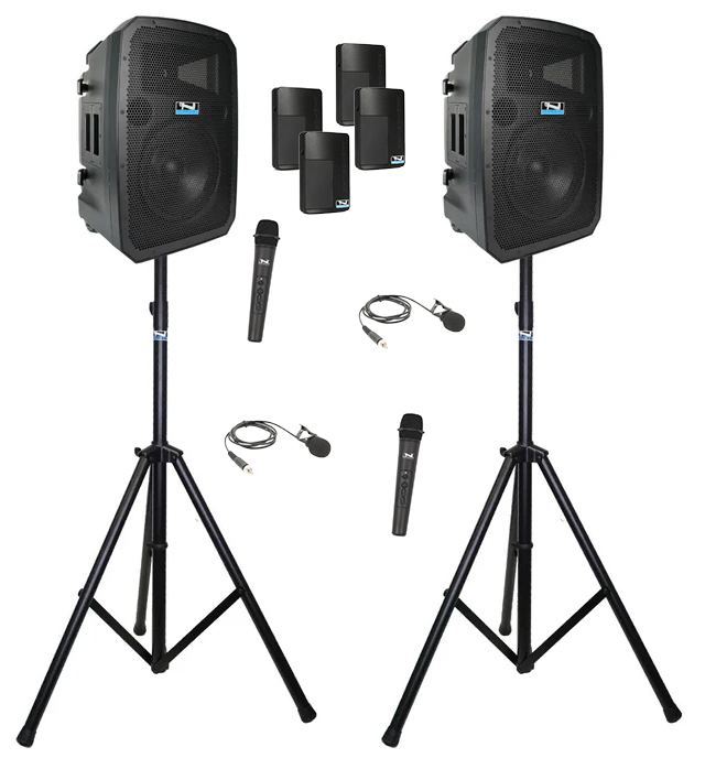 Anchor Liberty 3 Dual Hub 4 Mic 2 Stand Kit 2 Battery Powered PA Speakers With 4 Mics And 2 Stands