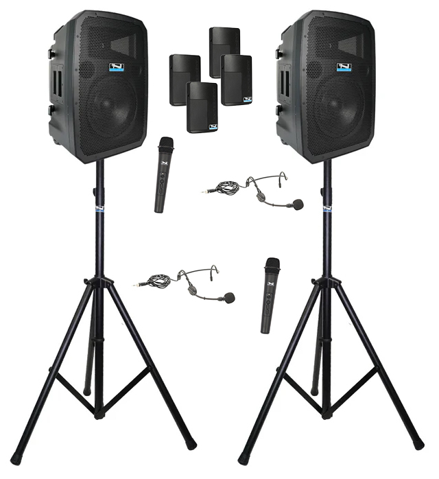 Anchor Liberty 3 Dual Hub 4 Mic 2 Stand Kit 2 Battery Powered PA Speakers With 4 Mics And 2 Stands