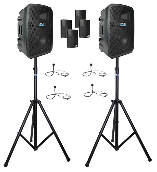 Anchor Liberty 3 Dual Hub 4 Mic 2 Stand Kit 2 Battery Powered PA Speakers With 4 Mics And 2 Stands